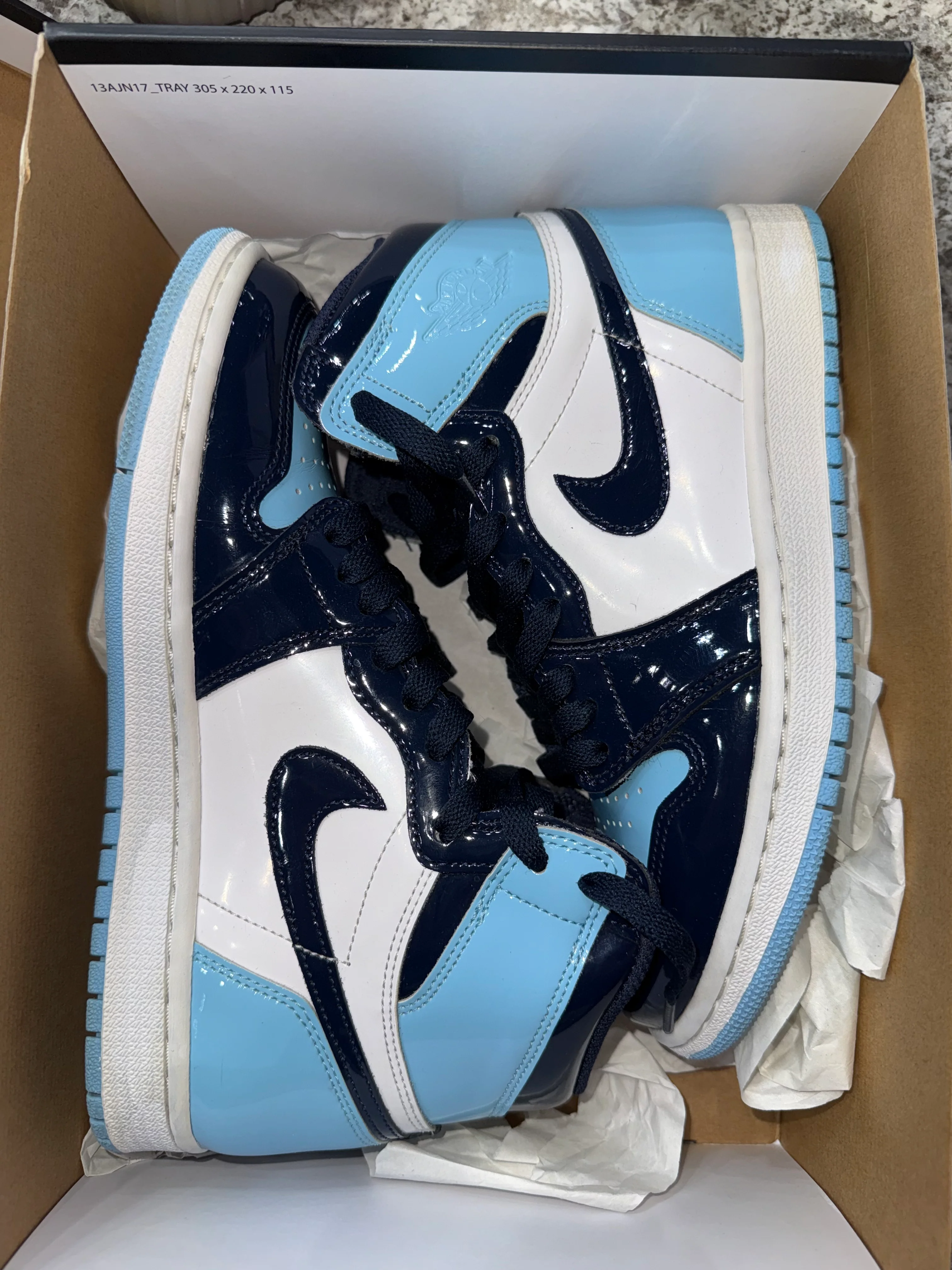 Jordan 1 Retro High UNC Patent (Women's) - Image 6