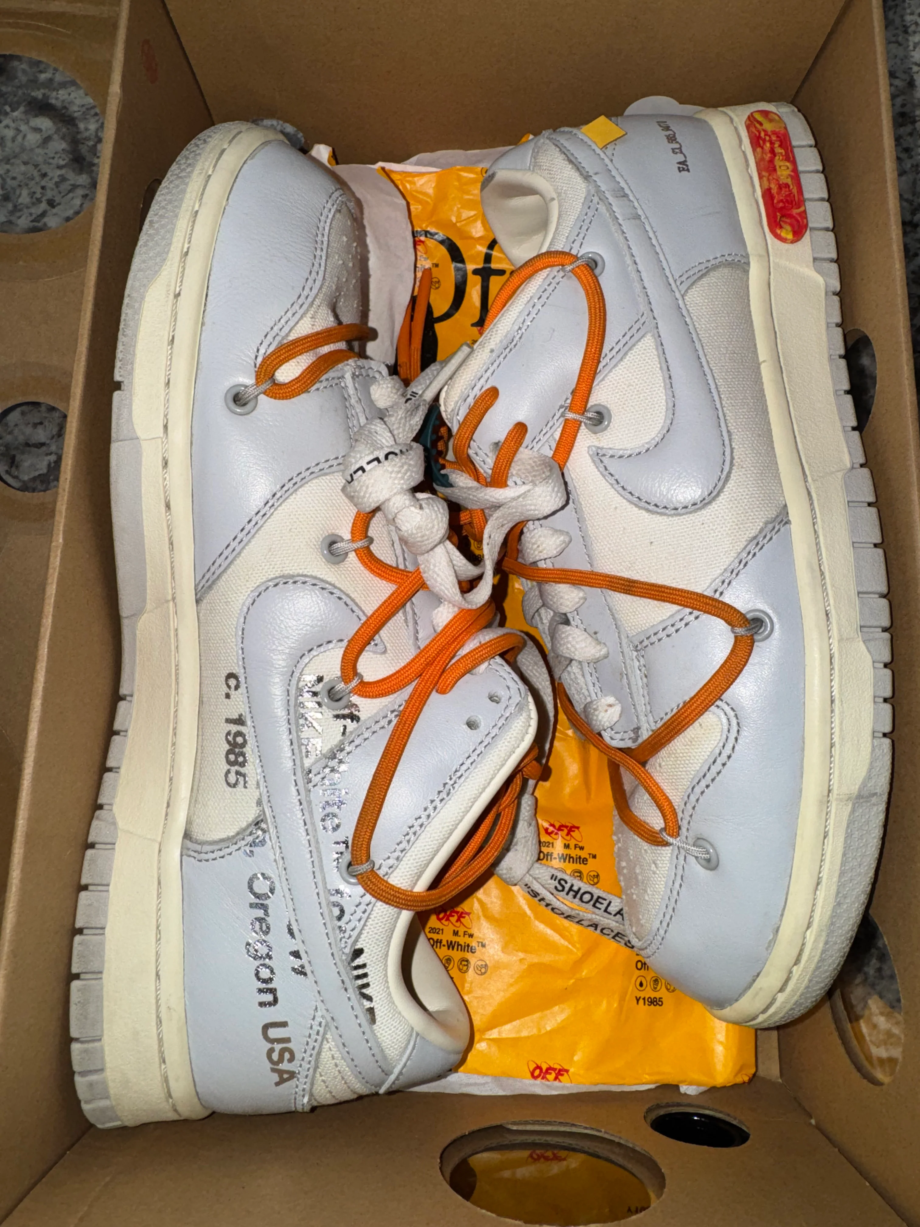 Nike Dunk Low Off-White Lot 44 (DAMAGED BOX) - Image 6