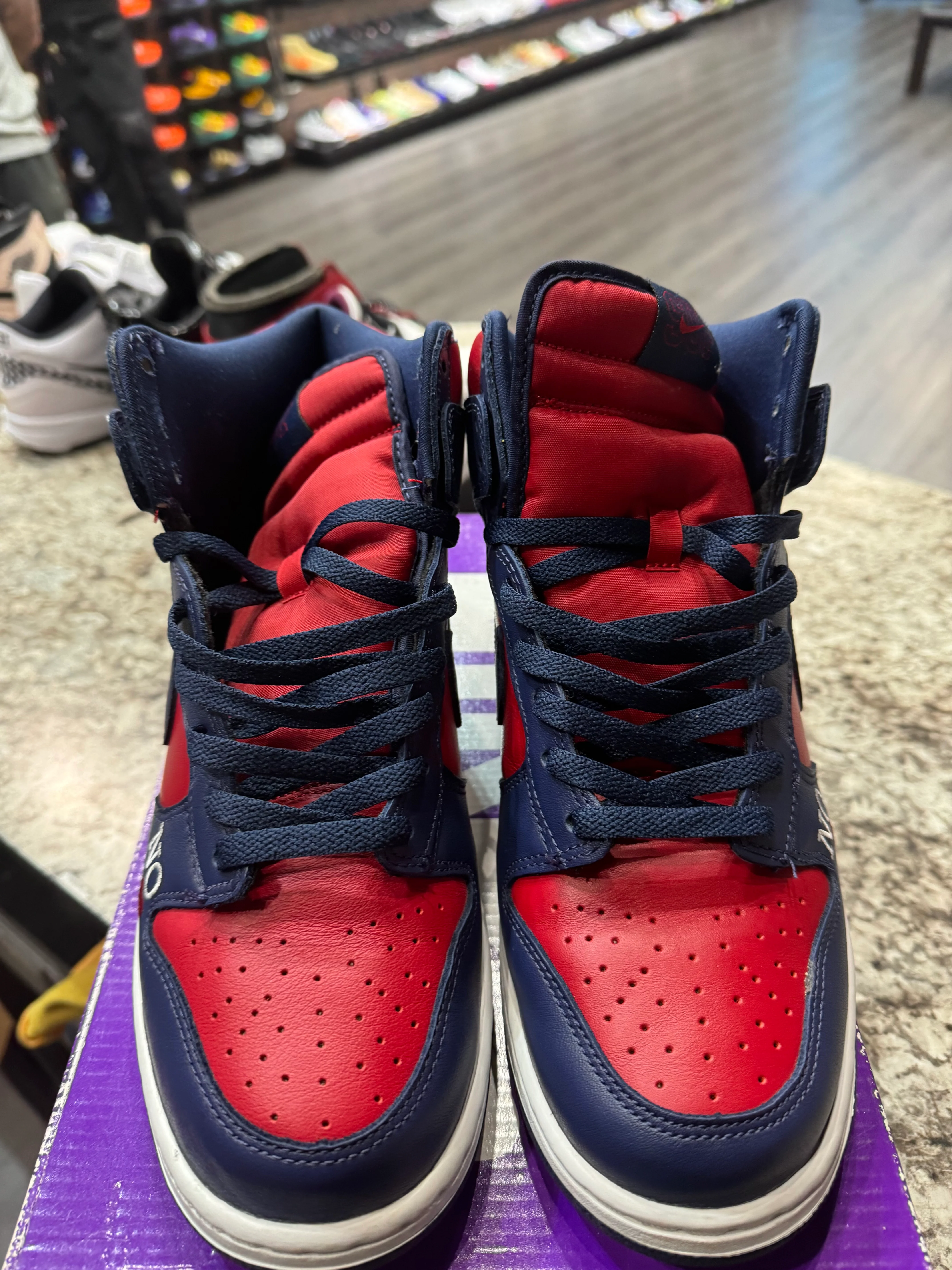 Nike SB Dunk High Supreme By Any Means Navy (Damaged Box) - Image 3